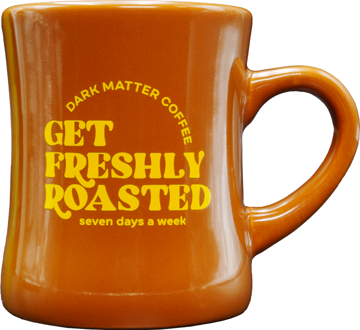 Brown diner mug yellow design